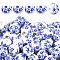 180Pcs Handmade Flower Printed Porcelain Ceramic Beads, Round, Blue, 8mm, Hole: 2mm