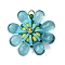 Glass & Polymer Clay Pendants, Flower, with 304 Stainless Steel Jump Rings, Real 18K Gold Plated, Sky Blue, 26x10mm