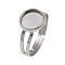 304 Stainless Steel Cuff Ring Components, Bezel Cup Ring Settings, Flat Round, Stainless Steel Color, Tray: 10mm, 17mm