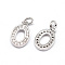 Real Platinum Plated Tone Brass Micro Pave Cubic Zirconia Number Charms, Num.0, Cadmium Free & Nickel Free & Lead Free, 11x6~7x1.5~2mm, Hole: 2mm