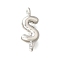 Brass Connector Charms, Lead Free & Cadmium Free, Long-Lasting Plated, Rack Plating, Platinum, Letter S, 1
3x5x2.5mm, Hole: 1.2mm