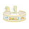 Valentine's Day Theme Polyester Cord Bracelets, with Tassel, Word HAPPY, Yellow, Inner Diameter: 2-3/8 inch(6cm)
