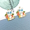Alloy Enamel Pendants, Golden, Rabbit Charm, Carrot, 30x25mm