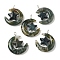 Natural Moss Agate Pendants, Moon with Star Charms, with Copper Wire Loops, Platinum, 36~37x27~28x7.5~8mm, Hole: 4mm