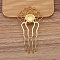 Alloy Hair Comb Findings, Cabochon Settings, Flower, Golden, 93x48mm