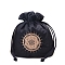 Chinese Style Rectangle Brocade Drawstring Bags, Organza Pouches Gift Jewelry Packaging Bag, Black, 15x13cm