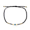 Glass Seed Beaded Braided Bracelets, Evil Eye Resin Jewelry for Couple Friendship, Black, Inner Diameter: 11 inch(28cm)