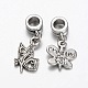 Mixed Tibetan Style Alloy  Butterfly European Dangle Charms PALLOY-JF00054-2