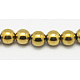 非磁性合成ヘマタイトビーズ連売り  グレードA  ラウンド  黄金メッキ  サイズ：直径約12mm  穴：1mm  約35個/連  15.7インチ G-D016-2-1