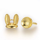 チベットスタイルの合金バニービーズキャップベイル  ウサギの耳が付いているフラットラウンド  ゴールドカラー  12x12x10mm  穴：2mm  内径：9mm TIBE-S308-43G-2