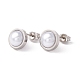 6 Pair Shell Pearl Half Round Stud Earrings EJEW-A067-19P-1