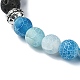 Natural Dyed Crackle Agate & Lava Rock Round Beaded Stretch Bracelet BJEW-TA00444-01-3