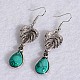 Antique Silver Plated Fashionable Retro Synthetic Turquoise Leaf Jewelry Sets: Earrings & Bracelets & Necklace SJEW-E044-03A-5