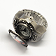 アイアン製ストレッチリングクォーツ時計  合金の腕時計の文字盤とプリント鉄のパーツと  ガンメタ色  18mm  ダイヤル時計：直径20mm  ウオッチフェス：12mm RJEW-R119-05-2