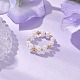 Круглые женские растягивающиеся кольца из акрила с искусственным жемчугом и бисером RJEW-JR00721-2