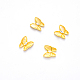 合金クリスタルラインストーンカボション  樹脂と  ネイルアートの装飾の付属品  蝶  ゴールドカラー  12.5x12x3mm MRMJ-Q079-16B-1