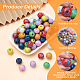 Fashewelry 80pcs 8 couleurs perles de bois naturel imprimées WOOD-FW0001-08-4