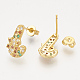 Ciondoli in ottone con zirconi cubici e orecchini a bottone e anelli regolabili set di gioielli SJEW-S043-14-5
