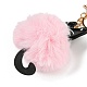 かわいい猫 PU レザー & イミテーション レックス ラビット ファー ボール キーチェーン  合金クラスプ付  バッグの車のキーの装飾用  ピンク  18cm KEYC-C005-01A-3