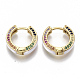 Brass Micro Pave Colorful Cubic Zirconia Huggie Hoop Earrings EJEW-S209-03F-2