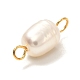 天然培養淡水真珠ビーズはコネクターをリンクします  金色の304ステンレス鋼のアイピン付き  ライス  貝殻色  14.5~15x6mm  穴：2mm PALLOY-JF00941-01-3