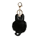 Porte-clés en cuir pu chat mignon et imitation boule de fourrure de lapin rex KEYC-C005-01C-2