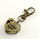 Accessoires de porte-clés rétro montre coeur en alliage pour porte-clés WACH-R009-111AB-1