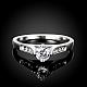 絶妙な真鍮チェコラインストーン指輪婚約指輪  プラチナ  usサイズ8（18.1mm） RJEW-BB02180-8-2
