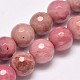 Brins de perles rondes en rhodonite naturelle facettée G-M289-02-4mm-1
