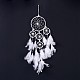 Native Style Five Rings Woven Net/Web with Feather Wall Hanging Decoration HJEW-A002-02-1