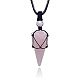 Ожерелья с подвеской в виде конуса из натурального розового кварца PW-WG75823-01-1