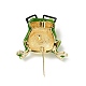 カエルのメガネ エナメルピン ラインストーン付き  バックパックの服のための軽い金の合金の漫画のバッジ  グリーン  35x38.5x16.8mm JEWB-D011-01KCG-2