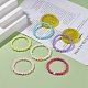 6 pz 6 colori piatto rotondo con braccialetti elastici con perline acriliche a cuore per bambini BJEW-JB08063-2