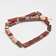 Natural Frosted Red Jasper Column Bead Strands G-O032-03-1