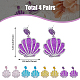 FIBLOOM 4 Pairs 4 Colors Sparkling Resin Shell Shape Dangle Stud Earrings for Women EJEW-FI0001-67-2