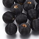 Wood Beads Covered with Polyester Cord Wire X-WOVE-S117-16mm-01-2