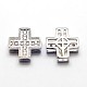 Hollow Brass Micro Pave Cubic Zirconia Slide Charms ZIRC-N002-06M-2