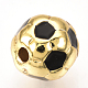 真鍮製エナメルビーズ  サッカー/サッカーボール  ブラック  ゴールドカラー  8mm  穴：1.5mm KK-Q738-8mm-02G-3