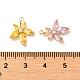 ガラスチャーム  真鍮パーツ  花のチャーム  18KGP本金メッキ  16x13.5x3mm  穴：1mm KK-P260-09G-3