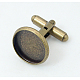 Antike Bronze Messing Manschettenknopf X-KK-E063-AB-NF-1