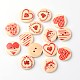 Flat Round with Heart 2-Hole Printed Wooden Buttons BUTT-M014-34-1