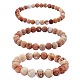 3 pièces 3 taille jaspe impérial naturel ensemble de bracelets extensibles perlés ronds BJEW-SW00064-29-1