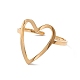 Hollow Out Heart 304 Stainless Steel Open Cuff Ring for Women RJEW-E073-07G-2