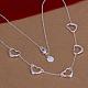 Trendy Silver Color Plated Brass Five Heart Pendant Necklaces For Women NJEW-BB12766-2