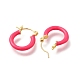 Brass Enamel Hoop Earrings for Women EJEW-M211-01LG-G-2
