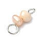 Natural Cultured Freshwater Pearl Connector Charms PALLOY-JF02263-01-3