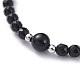 (Schmuckpartys im Fabrikverkauf) Perlenarmbänder aus natürlichem schwarzem Achat (gefärbt). BJEW-JB04885-03-2