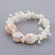 Bracelets extensibles en perles de coquillage naturelles BJEW-JB03997-02-1