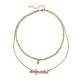 Alloy Double Layered Necklaces NJEW-B0002-04G-4
