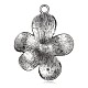 Chapado en plata antigua de flores de esmalte de aleación grandes colgantes ENAM-J608-02AS-2